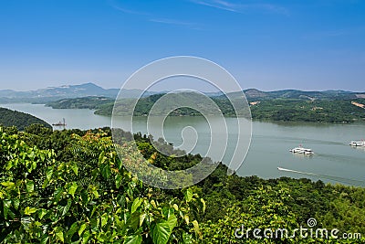 From the top of the hill overlooking the tianmu lake Stock Photo