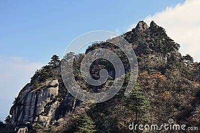 Top of the hills at Mount Jiuhua, Nine Glorious Mountains Stock Photo