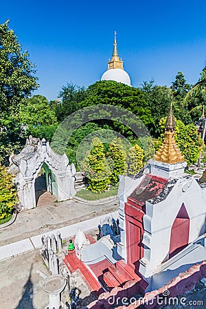 Top of Htu Pa Yon Pagoda visible from Aung Myay Law Ka Pagoda in Sagaing near Mandalay, Myanm Stock Photo