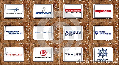 Top largest weapons manufacturing Companies logos and icons Editorial Stock Photo