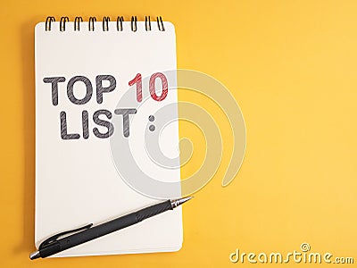 Top 10 List, business motivational inspirational quotes Stock Photo