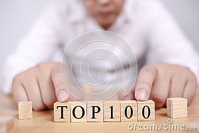 Top 100 List, Motivational Words Quotes Concept Stock Photo