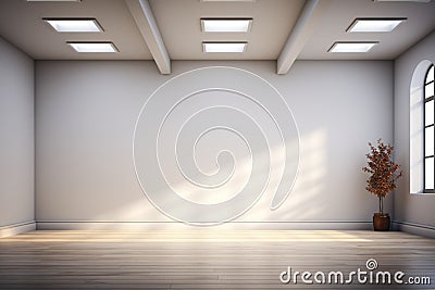 Top lit grace 3D rendered empty room exudes tranquility and simplicity Stock Photo