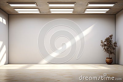 Top lit grace 3D rendered empty room exudes tranquility and simplicity Stock Photo