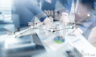 Top Managers Executive Discuss Term`s of Company Optimization Plan for 2020. New year concept. Stock Photo