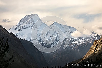 Top of Masherbrum mountain from Hushe valley Stock Photo