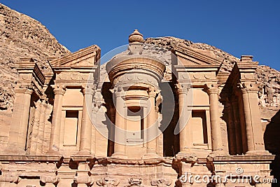 Top of the Monastry, great sepulcher in Petra, Jordan Editorial Stock Photo