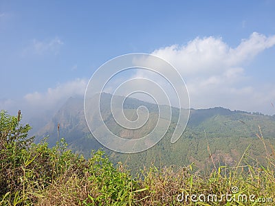 Top of mountain, clouds and sky Stock Photo