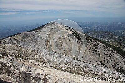 At top of the mountain Mont Ventoux Stock Photo