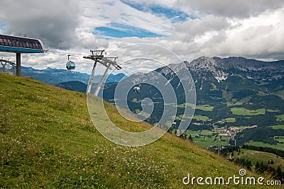 Top of Brandstadl cable car in Scheffau, Austria Stock Photo