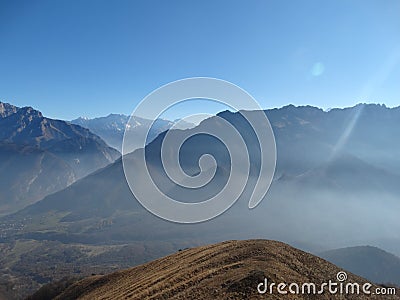 On top of the mountains calm and silence Stock Photo