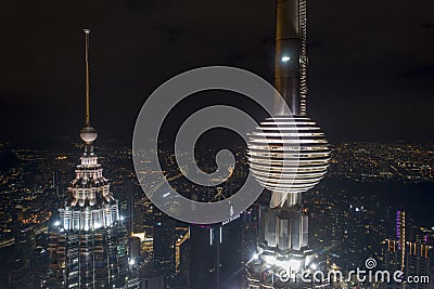 Top Of Petronas Twin Towers. Aerial View Of Kuala Lumpur Downtown, Malaysia. Editorial Stock Photo