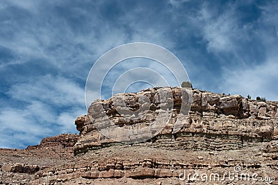 Top of a Rocky Butte with Blue Sky Stock Photo