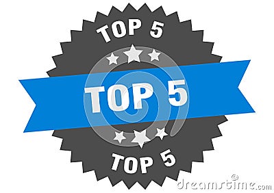 top 5 sign. top 5 round isolated ribbon label. Vector Illustration