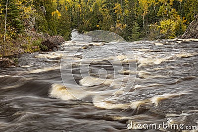 Top Of Baptism River High Falls In Autumn Stock Photo