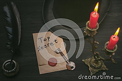 Top secret message and key to unraveling. The clue. Stock Photo