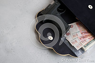 Top Secret File with money, picture and gun Stock Photo