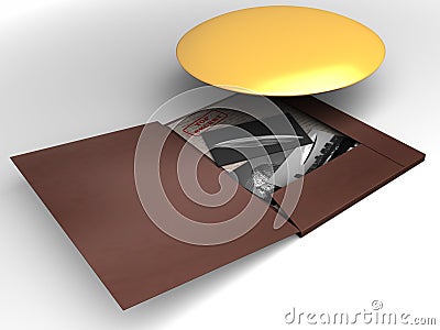 Top secret file with UFO Stock Photo