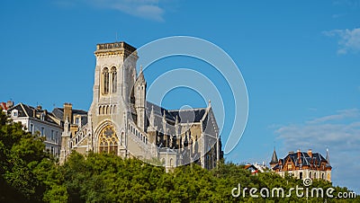 Top section of Sainte-Eugenie Church in Biarritz Stock Photo