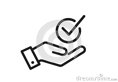 Top services icon isolated on white background. Check mark in hand icon. Best service concept. Vector Vector Illustration