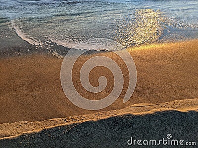 From the top of a small dune, small fine beach gradient Stock Photo