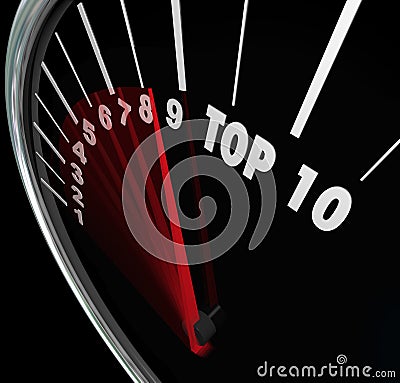 Top 10 Speedometer Scores Rising Achieve Best Ten Rating Stock Photo