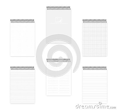 A5 top spiral notebook with various ruled paper, vector mock up Vector Illustration