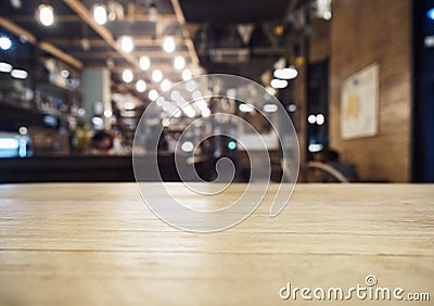 Top of table with Bar Cafe Restaurant blurred background Stock Photo