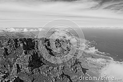 At the top of Table Mountain looking along the ridge line towards Hout Bay Stock Photo