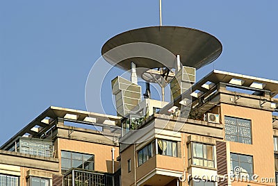 Top of tall modern multistory house Stock Photo