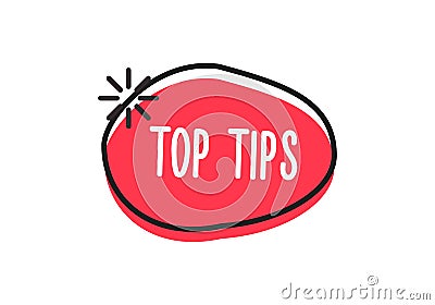Top tips word on a doodle badge. Vector icon concept Vector Illustration