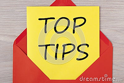 Top Tips written on letter concept Stock Photo