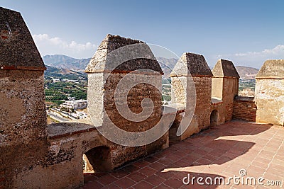 On top of tower of medieval castle in Solobrenia Stock Photo