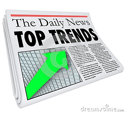 Top Trends Newspaper Headline Story Article Report Popular Products Stock Photo