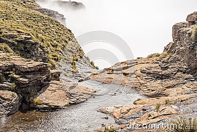 Top of Tugela Falls, the second tallest waterfall on earth Stock Photo