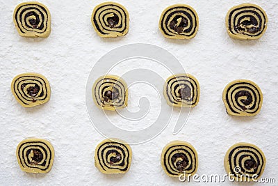 Top vew, unbaked homemade cookies with poppy seeds Stock Photo