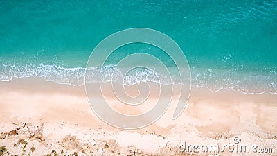 Top view aerial image from drone of an stunning beautiful sea landscape beach with turquoise water Stock Photo