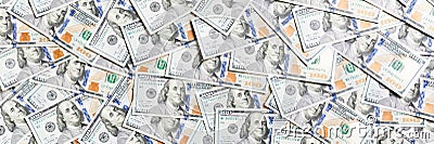 Top view of American money background. Pile of dollar cash. Paper banknotes concept Stock Photo