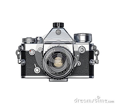Top view of analog classic reflex camera on a transparent background. Generative AI Stock Photo
