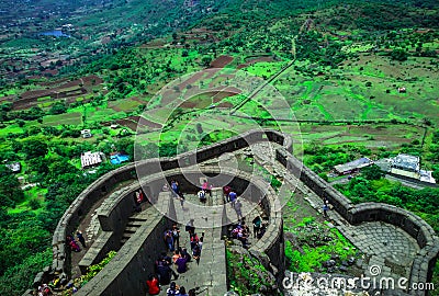 Top View of Ancient fort in Maharahtra. Editorial Stock Photo