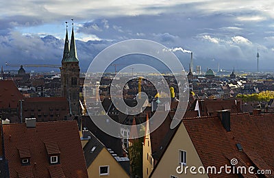 Top view of the ancient part of Nuremberg. Stock Photo