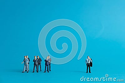 top view angle businessman miniature people concept - inequality in office workplace Stock Photo