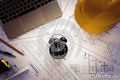 Top view architect tools Stock Photo