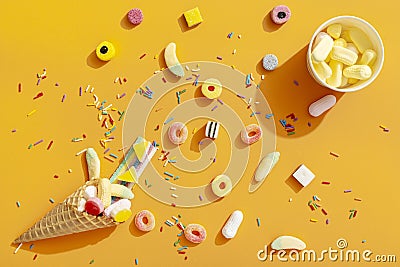 top view assortment colorful sweets. High quality photo Stock Photo