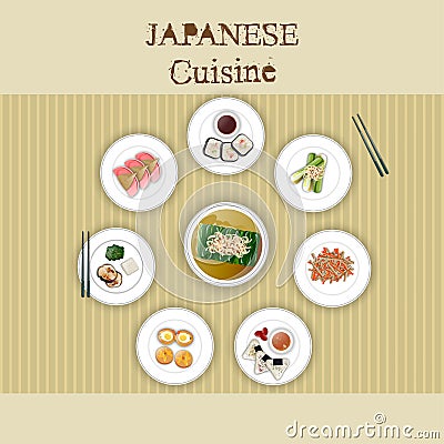 View of authentic Japanese cousine. Stock Photo