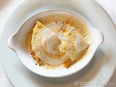 top view of baked crespelle alla valtellinese Stock Photo