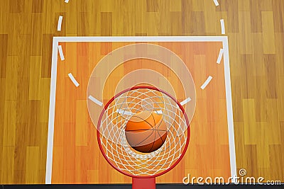 Top view basketball hoop on 3d illustrations Cartoon Illustration