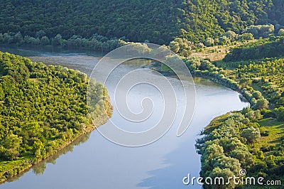 Top view on the beautiful bend of the river. Dniester Canyon, Uk Stock Photo