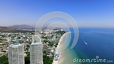 Top view of the beautiful seascape in Hua Hin in Prachuap Khiri Khan Province, Thailand, aerial view on the coastline Stock Photo