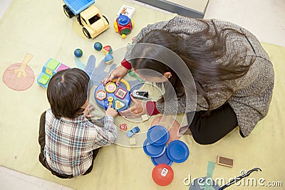 Top view of beautiful woman and her son Editorial Stock Photo